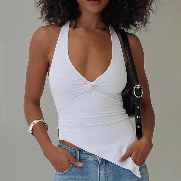 Damer casual tanktop med asymmetrisk søm og raffinert tvist Skjora
