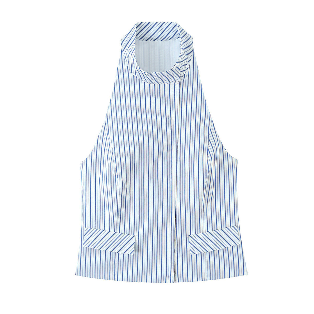 Dame elegante shorts med fint stripemønster og høy midje Skjora