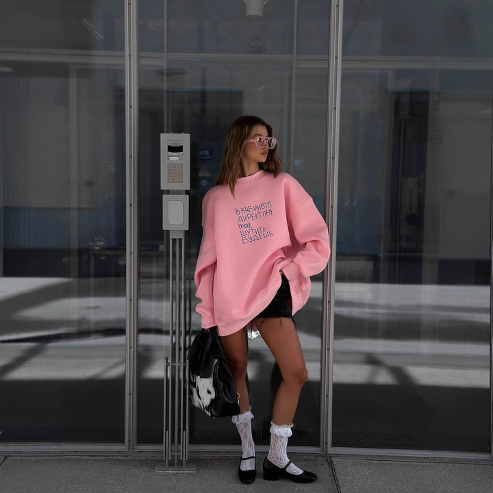 Kvinne Oversized Sweatshirt med Kreativ Skriving Skjora