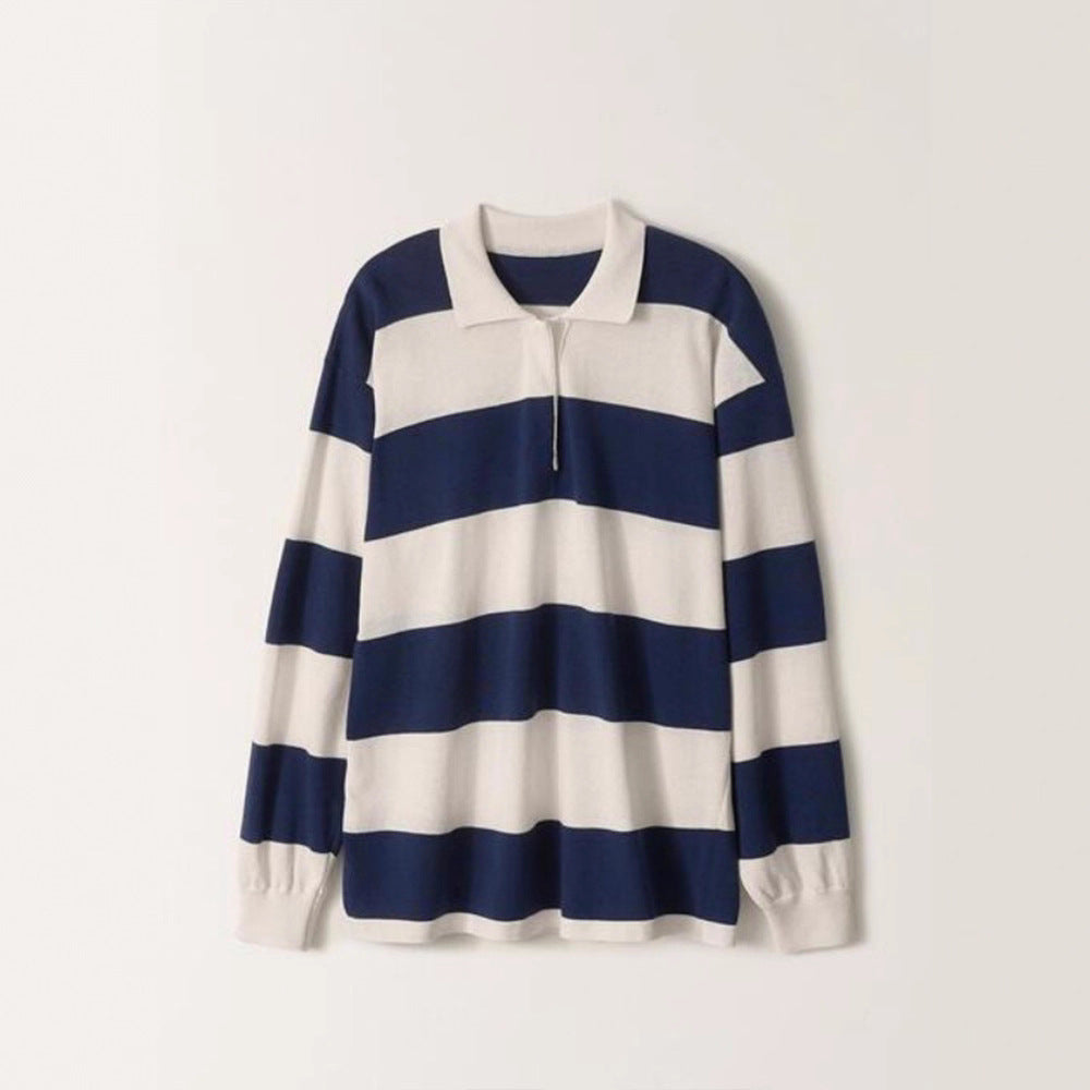 Dame Løs Polo skjorte med stripete design og lang arm Skjora