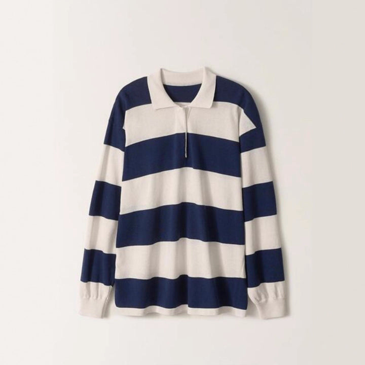 Dame Løs Polo skjorte med stripete design og lang arm Skjora