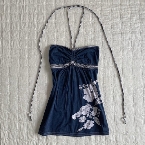 Dame strandtop med blomsterdesign og avskåret snitt Skjora