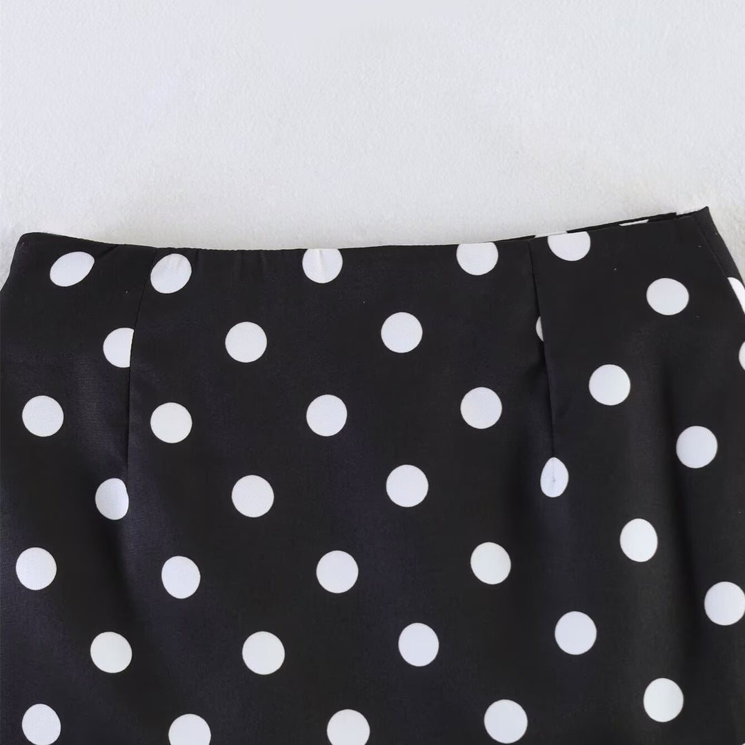 Dame miniskjørt med trendy prikkedesign og elastisk midje Skjora