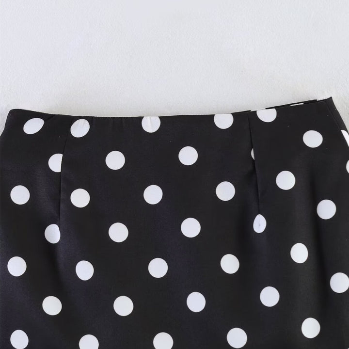Dame miniskjørt med trendy prikkedesign og elastisk midje Skjora