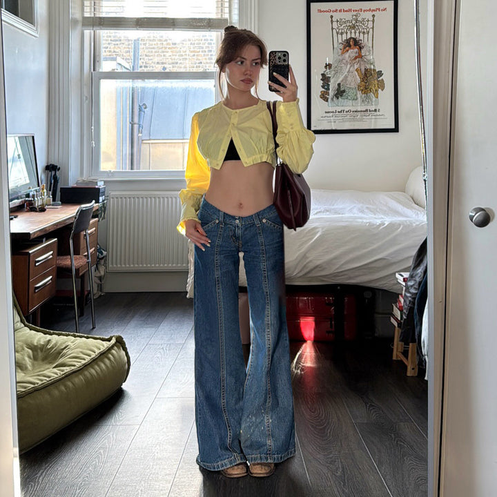 Dame vidde jeans med høy midje og moderne snitt Skjora