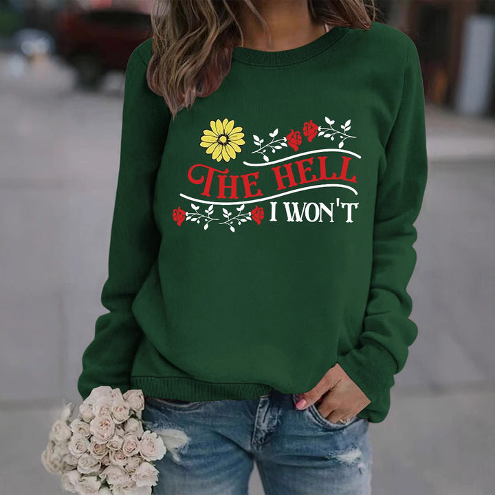 Kvinne sweatshirt med lekent motiv og komfortabel passform Skjora