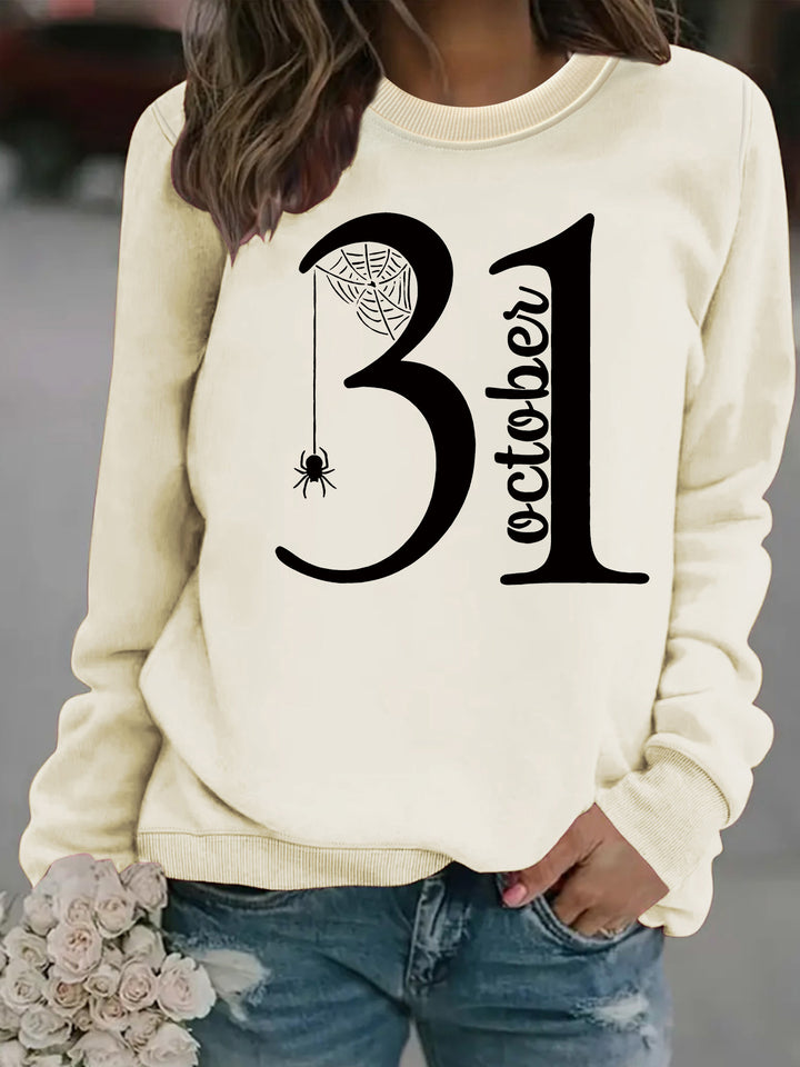 Kvinne sweatshirt med kreativ Halloween motiv og komfortabel passform Skjora