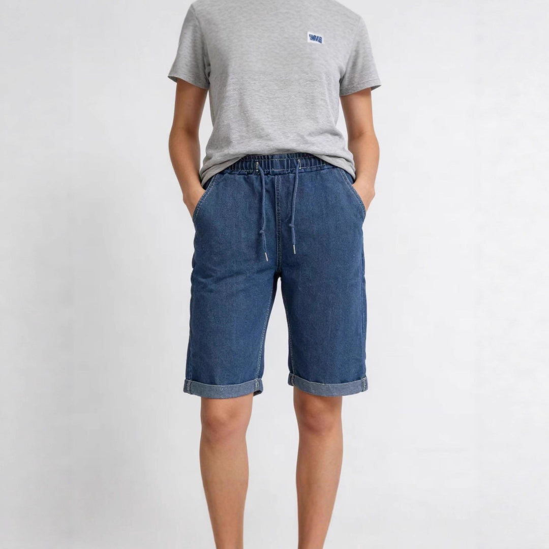 Dame Jeans-shorts med elastisk midje og praktiske lommer Skjora