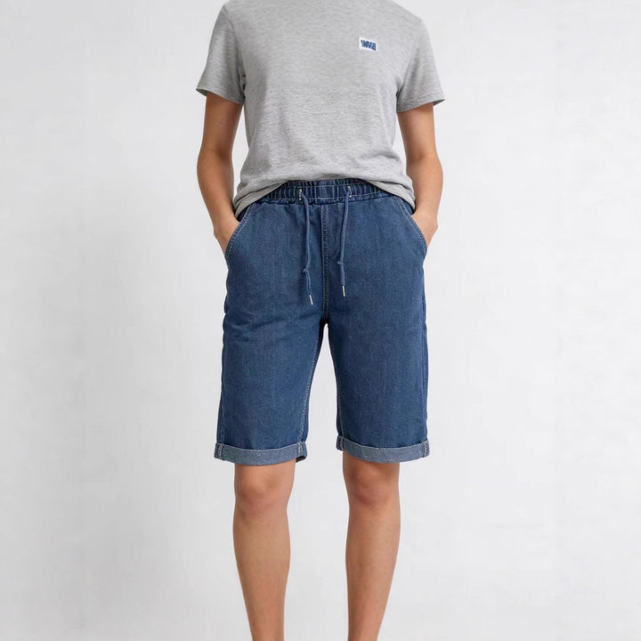 Dame Jeans-shorts med elastisk midje og praktiske lommer Skjora