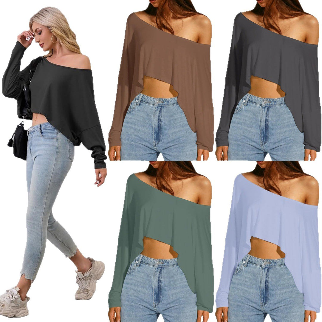 Dame asymmetrisk Crop-top med avslappet snitt og mykt stoff Skjora