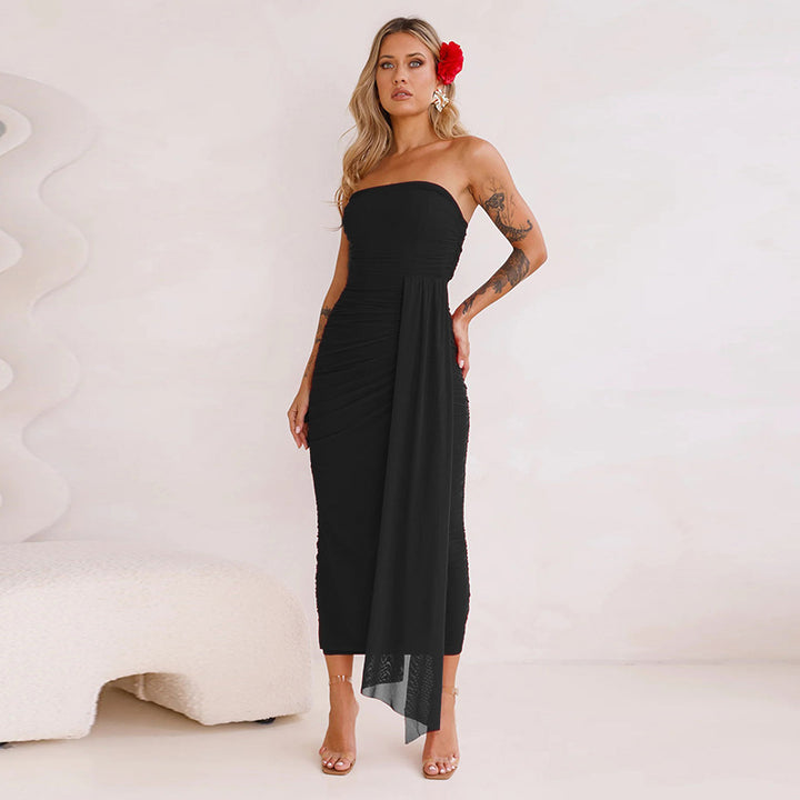 Kvinnes Elegant Innpakket Kjole med Skreddersydd Silhuett og Avdekket Skulder Design