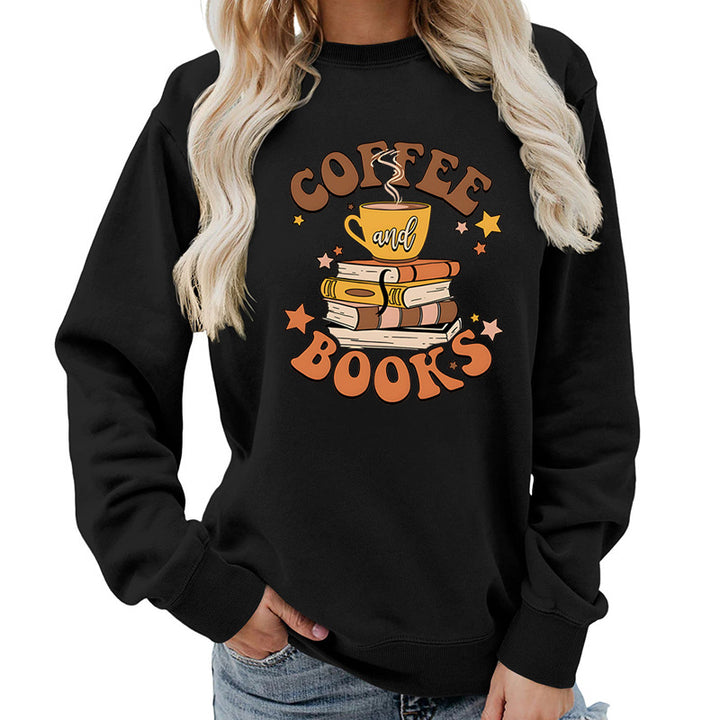 Dame sweatshirt med kreativ kaffebokdesign Skjora