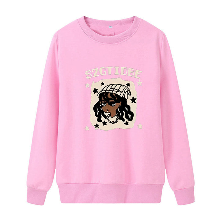 Dame casual genser med kunstnerisk trykk Skjora