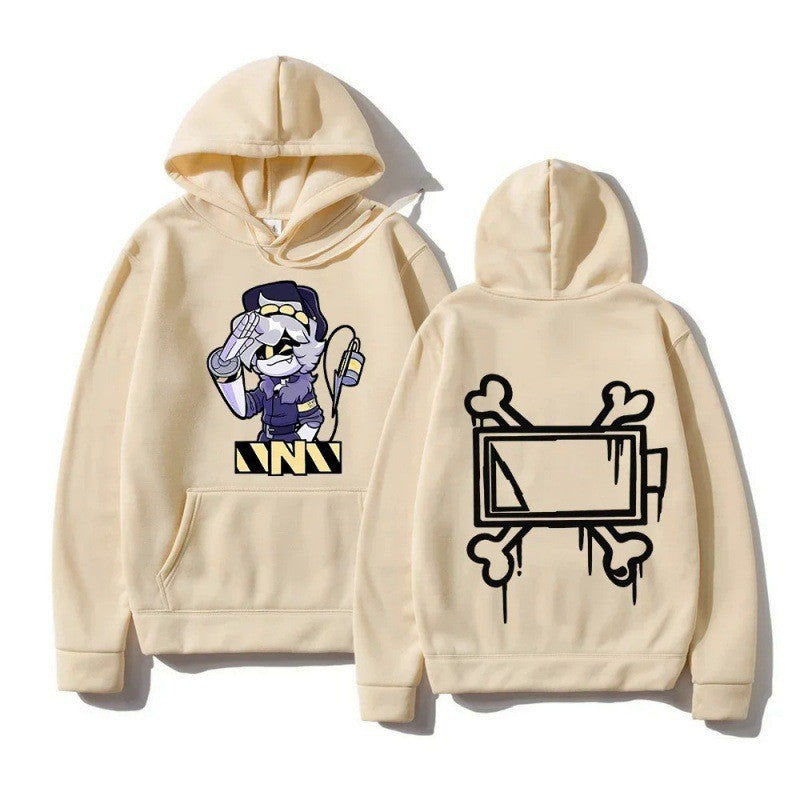 Dame hoodie med kreativt tegneseriemotiv Skjora