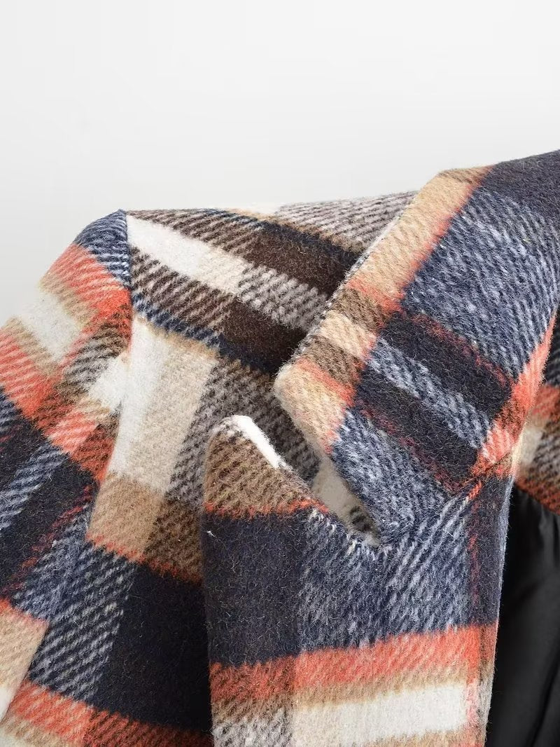 Dame rutete blazerdress med elegante lommer Skjora