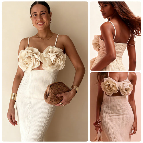 Damer crop top med blomstret 3D blomsterapplikasjoner og elegant snitt Skjora