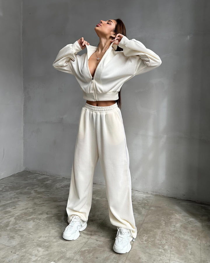 Damer Avslappet Loungewear Sett med Hette og Løs Passform Skjora