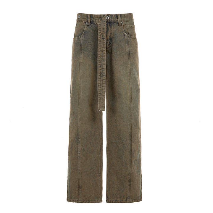 Dame Bredde Jeans med høyt elastisk belte og praktiske belteholler Skjora