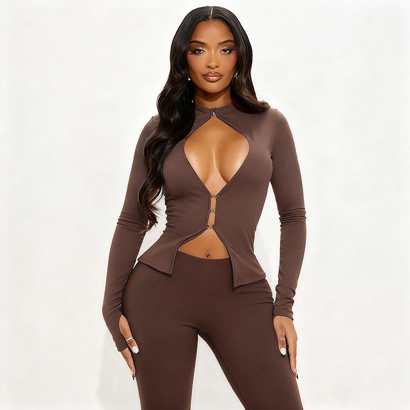 Dame Cut-Out Jumpsuit med elegant ståkrage og figurtilpasset snitt Skjora