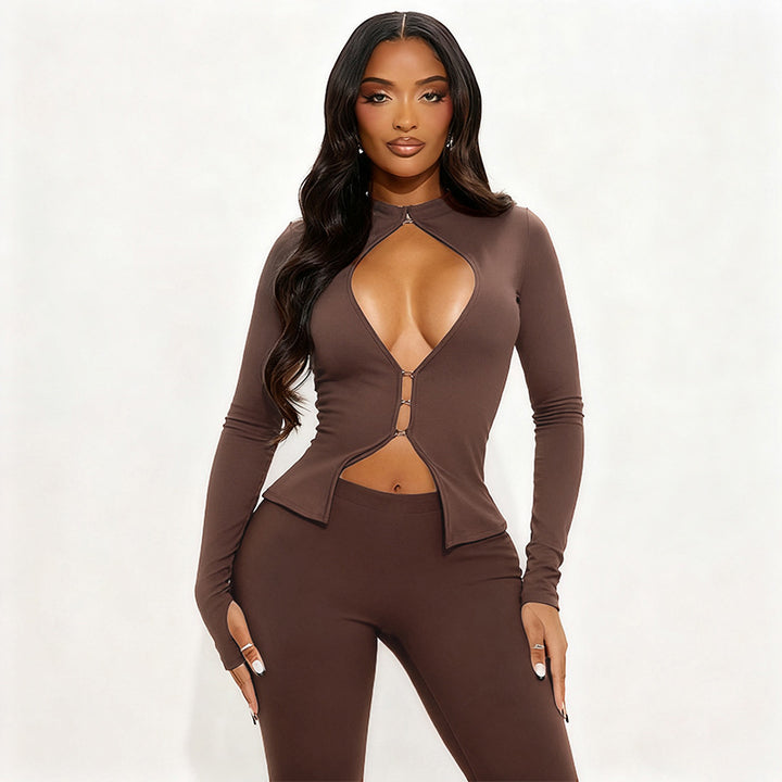 Dame Cut-Out Jumpsuit med elegant ståkrage og figurtilpasset snitt Skjora