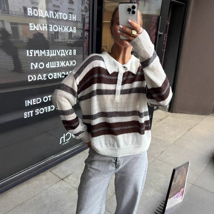 Damer elegant langermet bluse med knappestolpe og løs passform Skjora