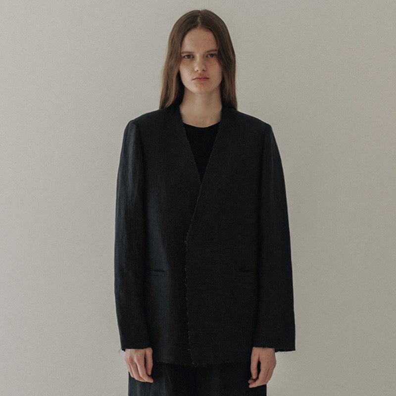 Dame Elegant og avslappet lin blazer uten forclosure Skjora