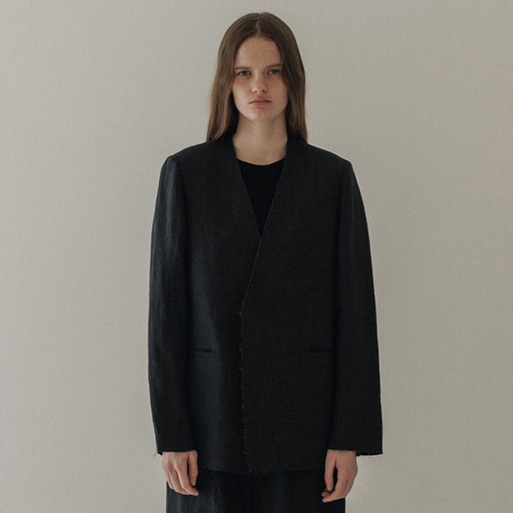 Dame Elegant og avslappet lin blazer uten forclosure Skjora