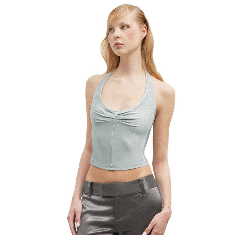 Dame Sporty Crop-Top med halterbånd og figurnær passform Skjora