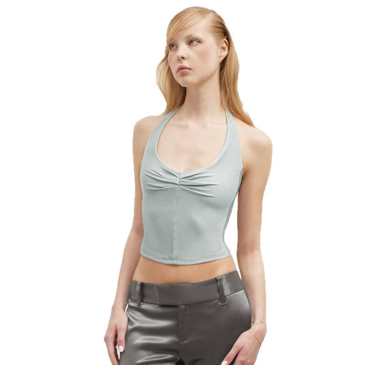 Dame Sporty Crop-Top med halterbånd og figurnær passform Skjora