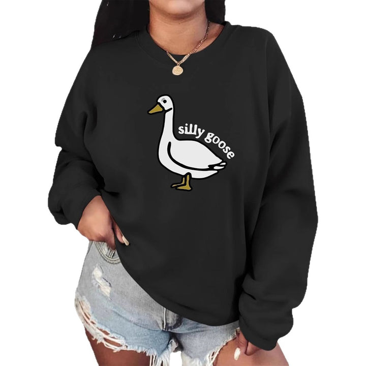 Dame sweatshirt med lekent andemotiv og avslappet passform Skjora