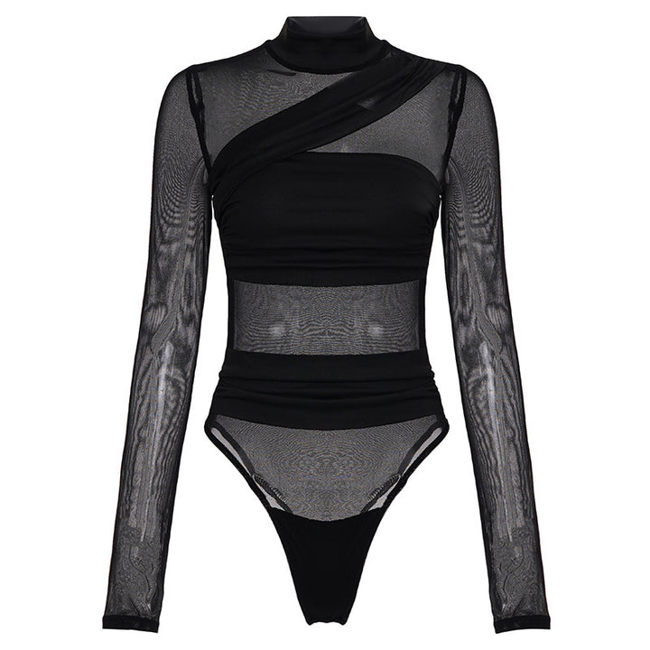 Dame Langermet Body med transparentt tyll-design og elegant snittføring Skjora