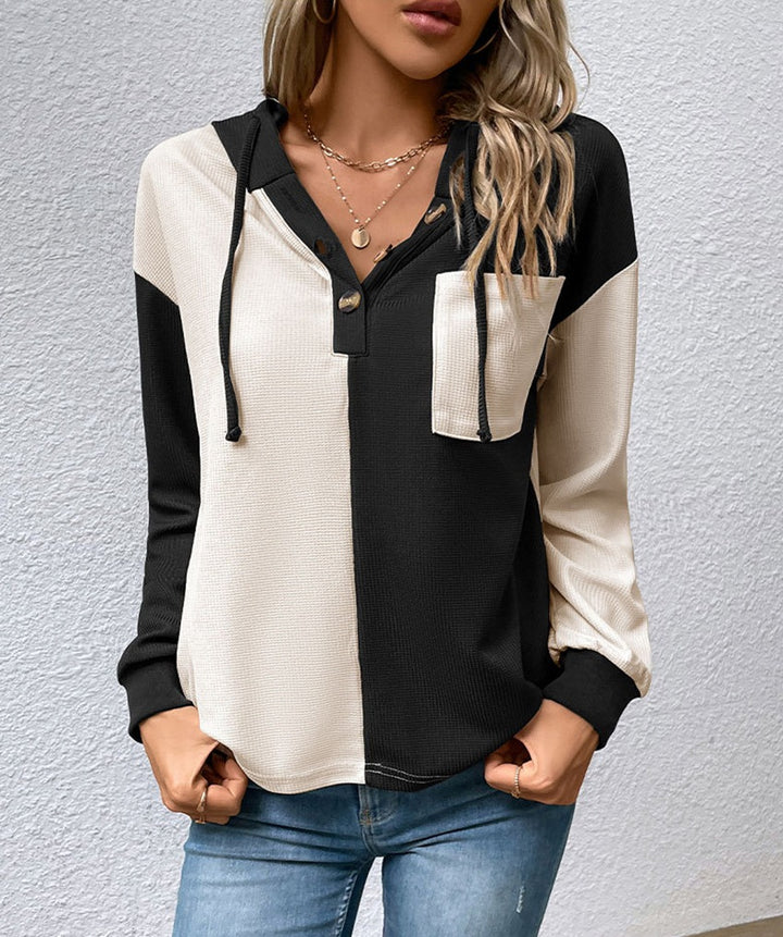 Dame casual hettegenserbluse med kontrastfarger Skjora