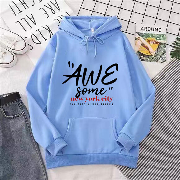 Damen Kapuzenpullover mit stylischem New York Schriftzug Skjora