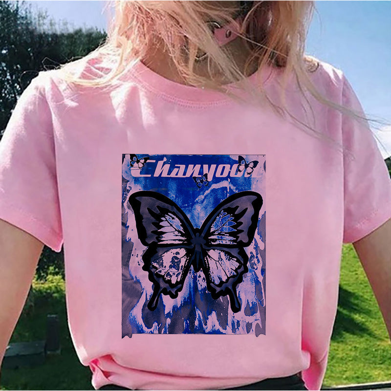 Dame T-skjorte med kreativt fototrykk og avslappet snitt Skjora