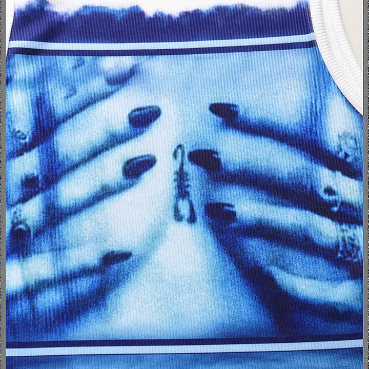 Dame Crop-Top med kreativ fotoprint og figursmalende snitt Skjora