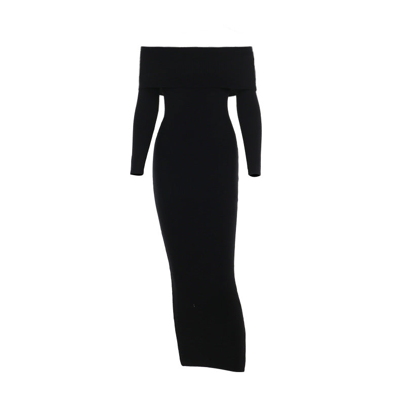 Dame off-shoulder maxikjole med lange ermer og elegant snitt Skjora