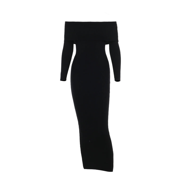 Dame off-shoulder maxikjole med lange ermer og elegant snitt Skjora