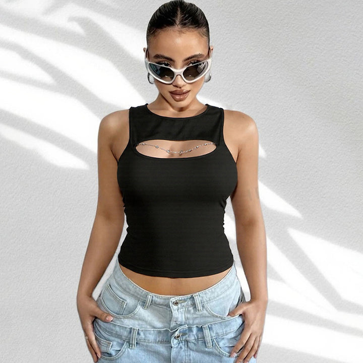 Dame Trendy Tanktop med dekorativt cut-out og motetrendy detaljer Skjora