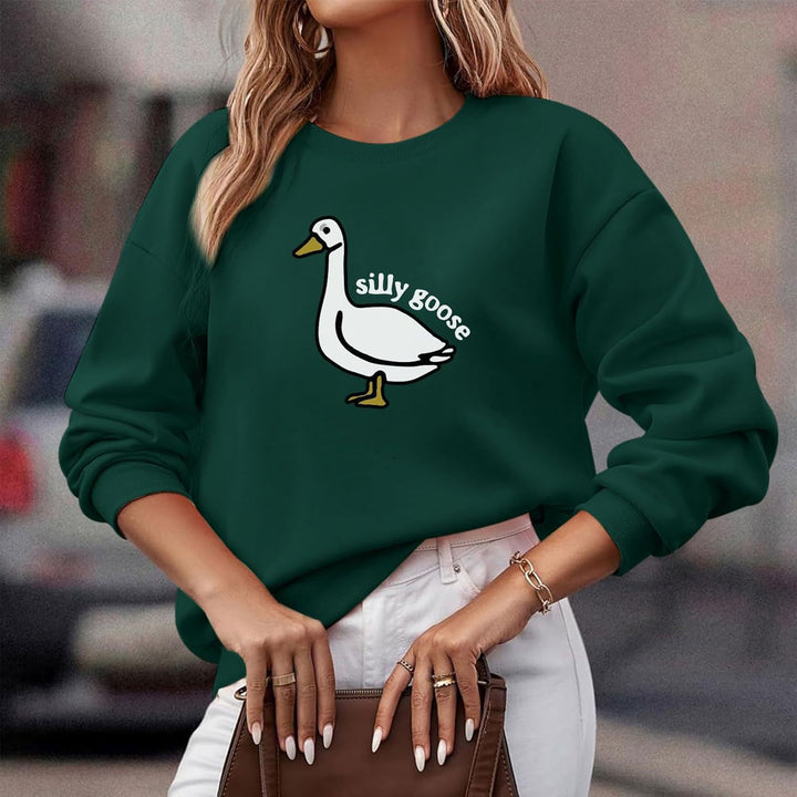 Dame sweatshirt med lekent andemotiv og avslappet passform Skjora