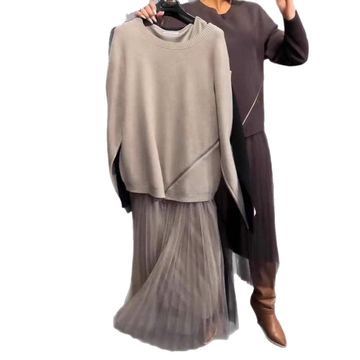Kvinnes trendy, asymmetrisk genser med draping Skjora