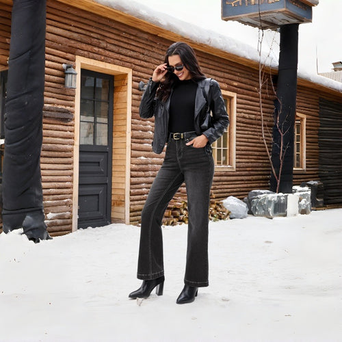 Dame High-Waist Jeans med vid ben og smal passform Skjora