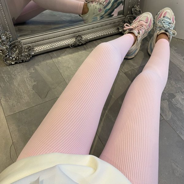 Damer Høy Kvalitet Ribbet Design Tights med Høy Talje Skjora