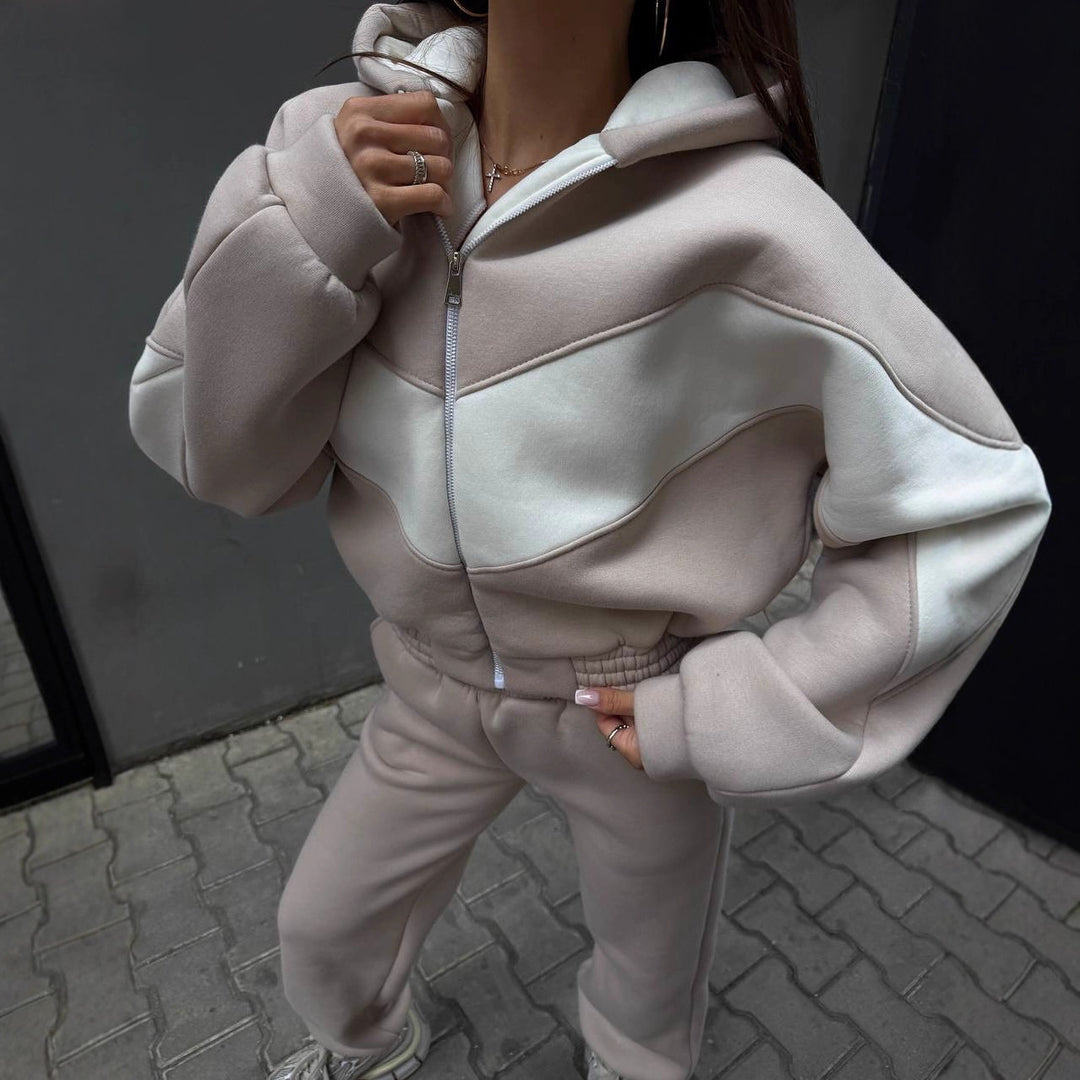 Dame casual joggebukse med hette og elastisk midjebånd Skjora
