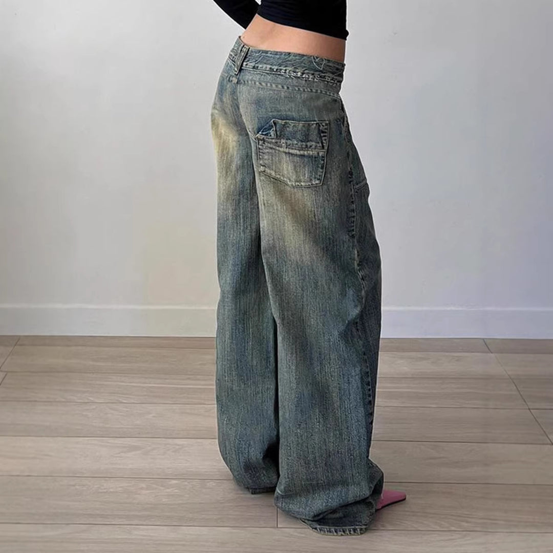 Dame vidde jeans med avslappet snitt og unikt design Skjora