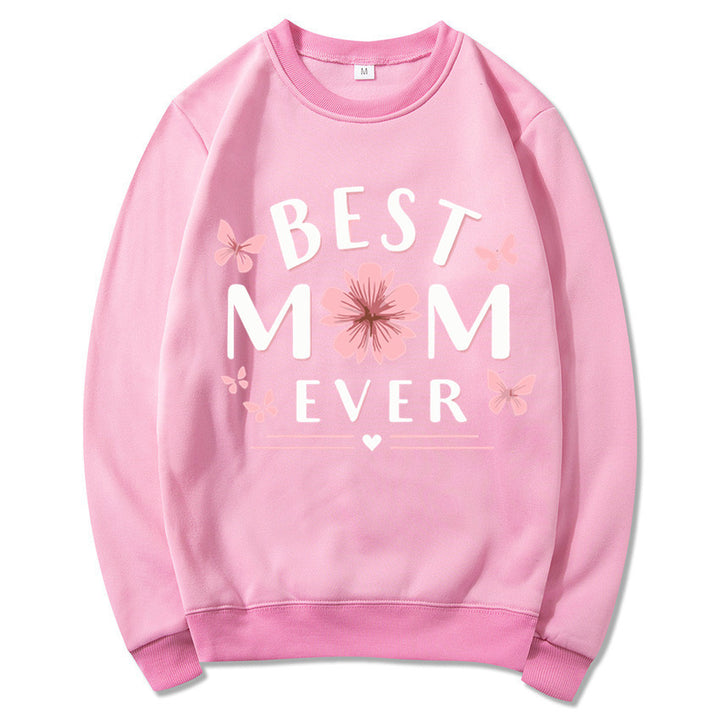 Dame sweatshirt med leken favorittutsagn og blomsterdesign Skjora