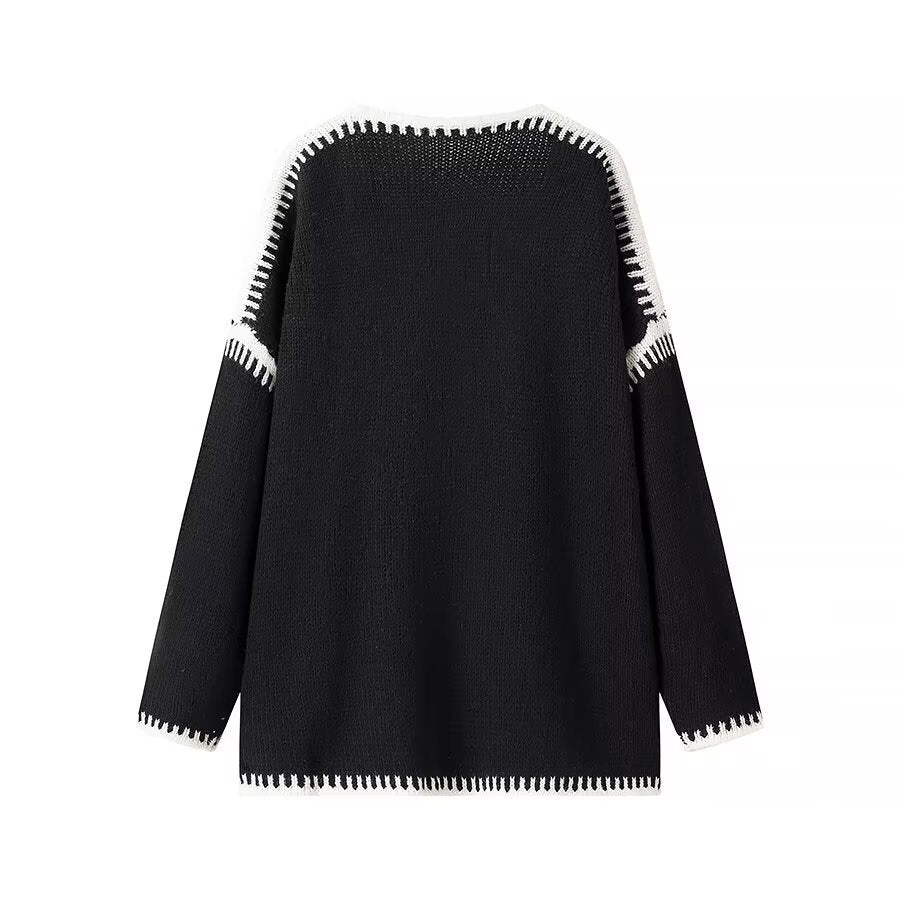 Kvinnenes åpne cardigan med elegante kontrastsømmer Skjora