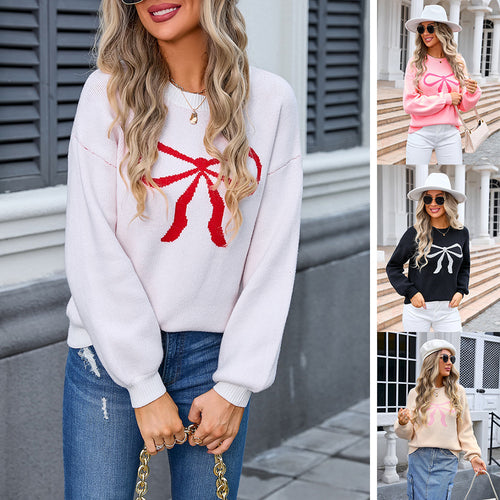 Kvinners oversized genser med moderne bånddesign Skjora
