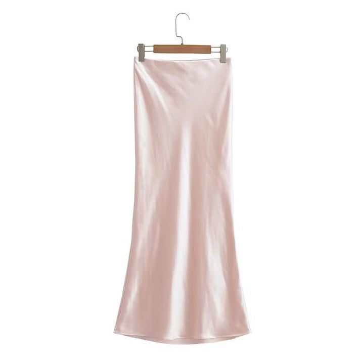 Damer elegant sateng skjørt i minimalistisk stil med myk drapering Skjora