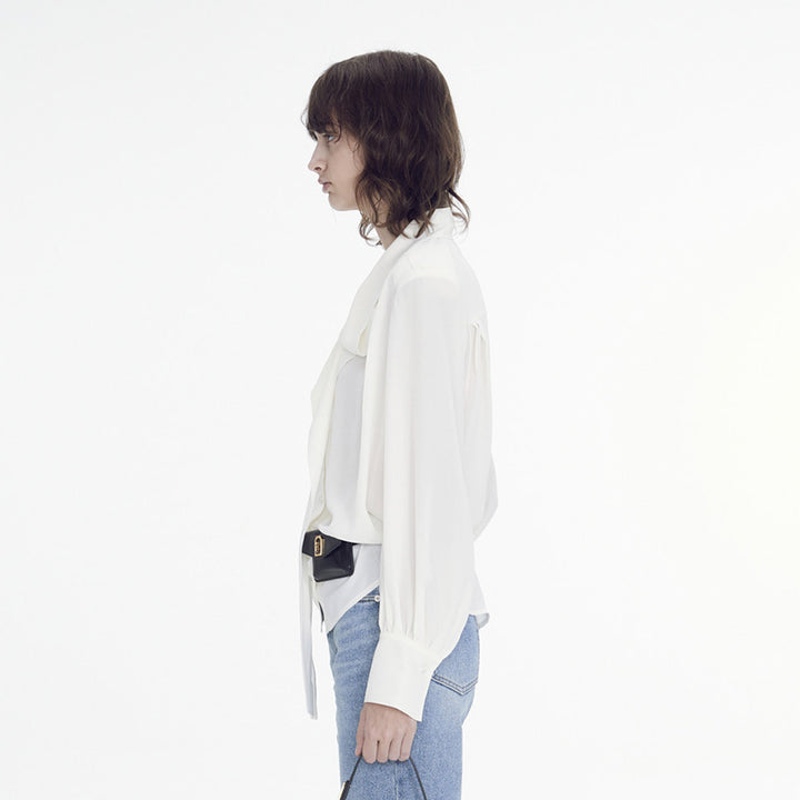 Dame elegant bluse med sløyfe og moderne detaljer Skjora