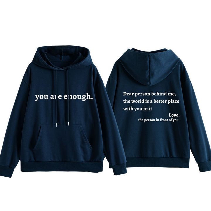 Women's hooded sweatshirt with motivational lettering and comfortable fit Skjora